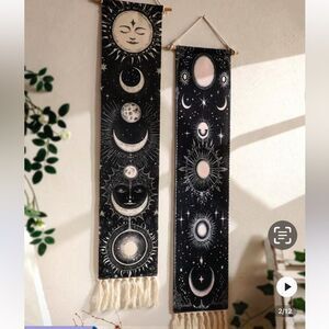 Mystical Black and White Moon Phase Tapestry